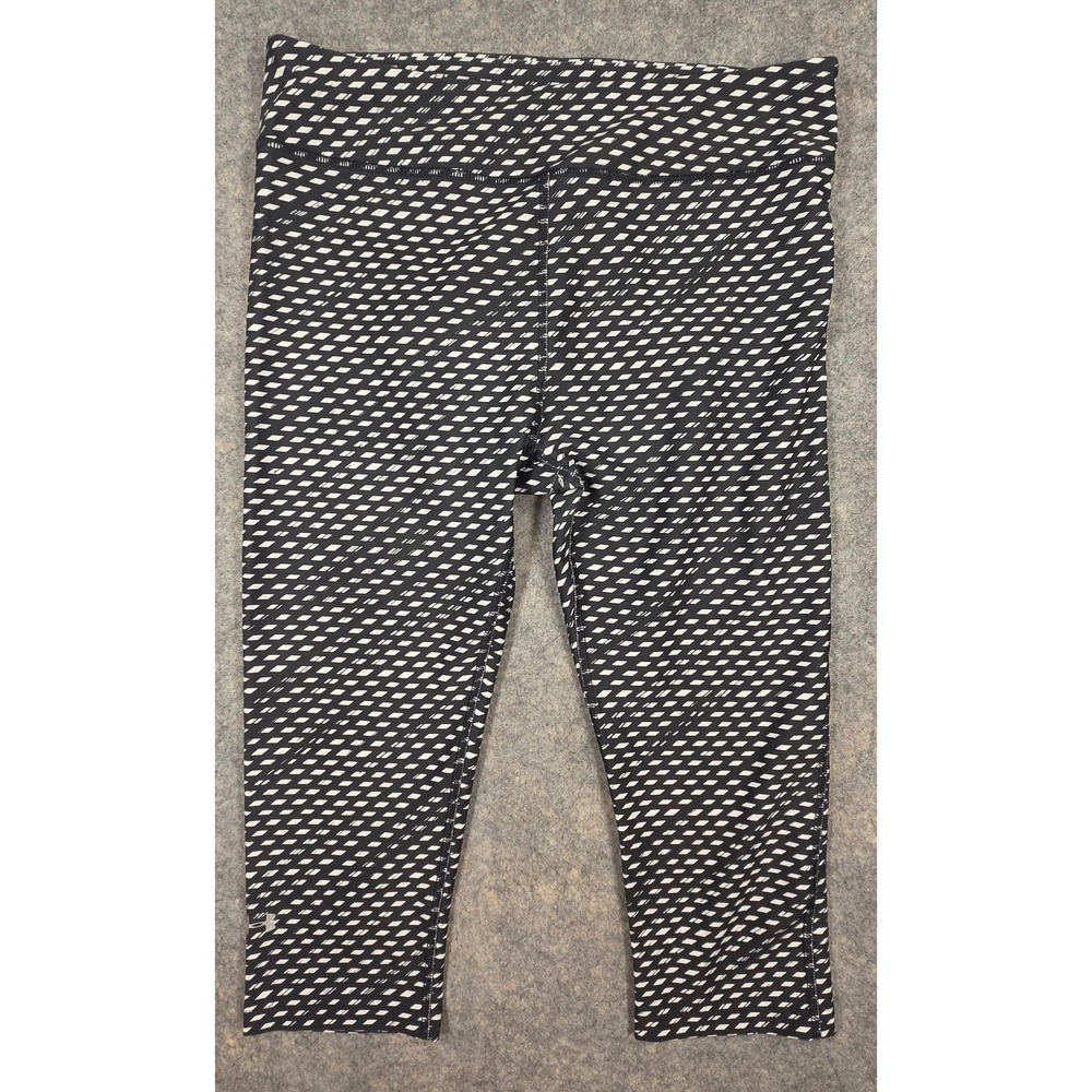 Under Armour HeatGear Compression Leggings Black White Diamond Print Large LG